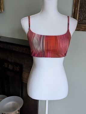 Athleta Ibiza Scoop Bikini Top Women's Medium Warm Multi Pink Burnt Orange